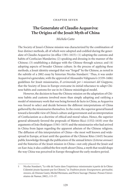 The Generalate of Claudio Acquaviva: the Origins of the Jesuit Myth of China Michela Catto