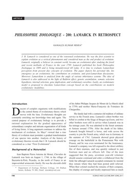 Philosophie Zoologique - 200: Lamarck in Retrospect