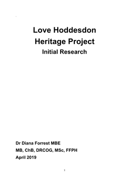 Love Hoddesdon Heritage Project Initial Research