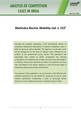 Mahindra Electric Mobility Ltd. V. CCI1