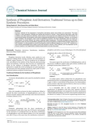Synthesis of Phosphinic Acid Derivatives