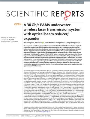 A 30 Gb/S PAM4 Underwater Wireless Laser Transmission System With