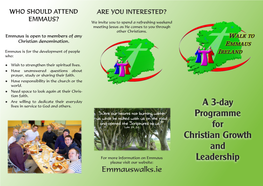 A 3-Day Programme for Christian Growth and Leadership