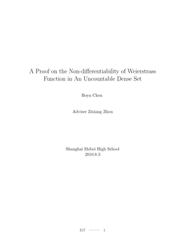 A Proof on the Non-Differentiability of Weierstrass Function in An