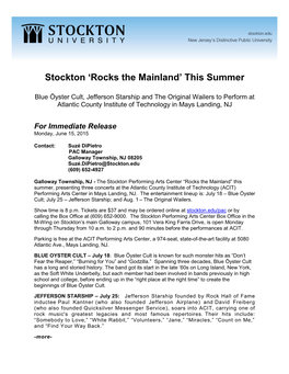 Stockton 'Rocks the Mainland'