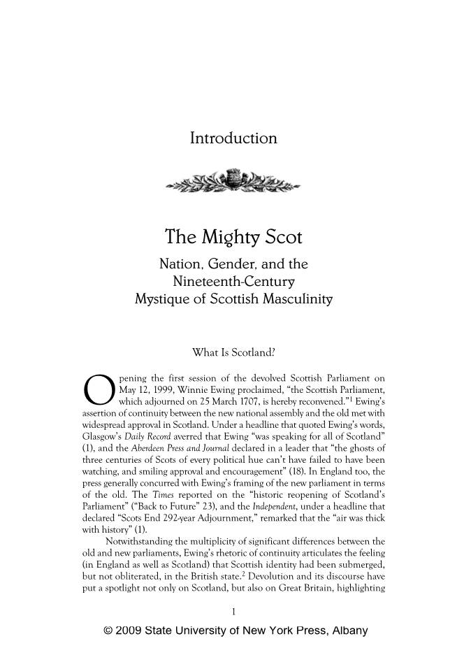 The Mighty Scot Nation, Gender, and the Nineteenth-Century Mystique of Scottish Masculinity