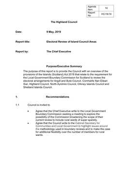 Electoral Review of Island Council Areas