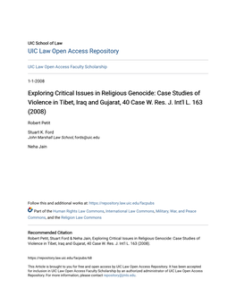 Exploring Critical Issues in Religious Genocide: Case Studies of Violence in Tibet, Iraq and Gujarat, 40 Case W. Res. J. Int'l L