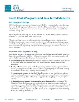 Great Books Programs and Your Gifted Students