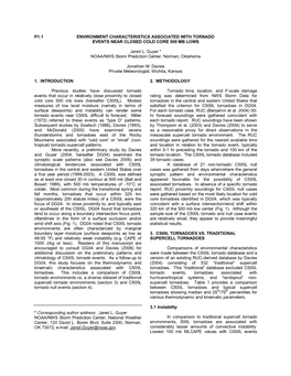 P1.1 Environment Characteristics Associated with Tornado Events Near Closed Cold Core 500 Mb Lows