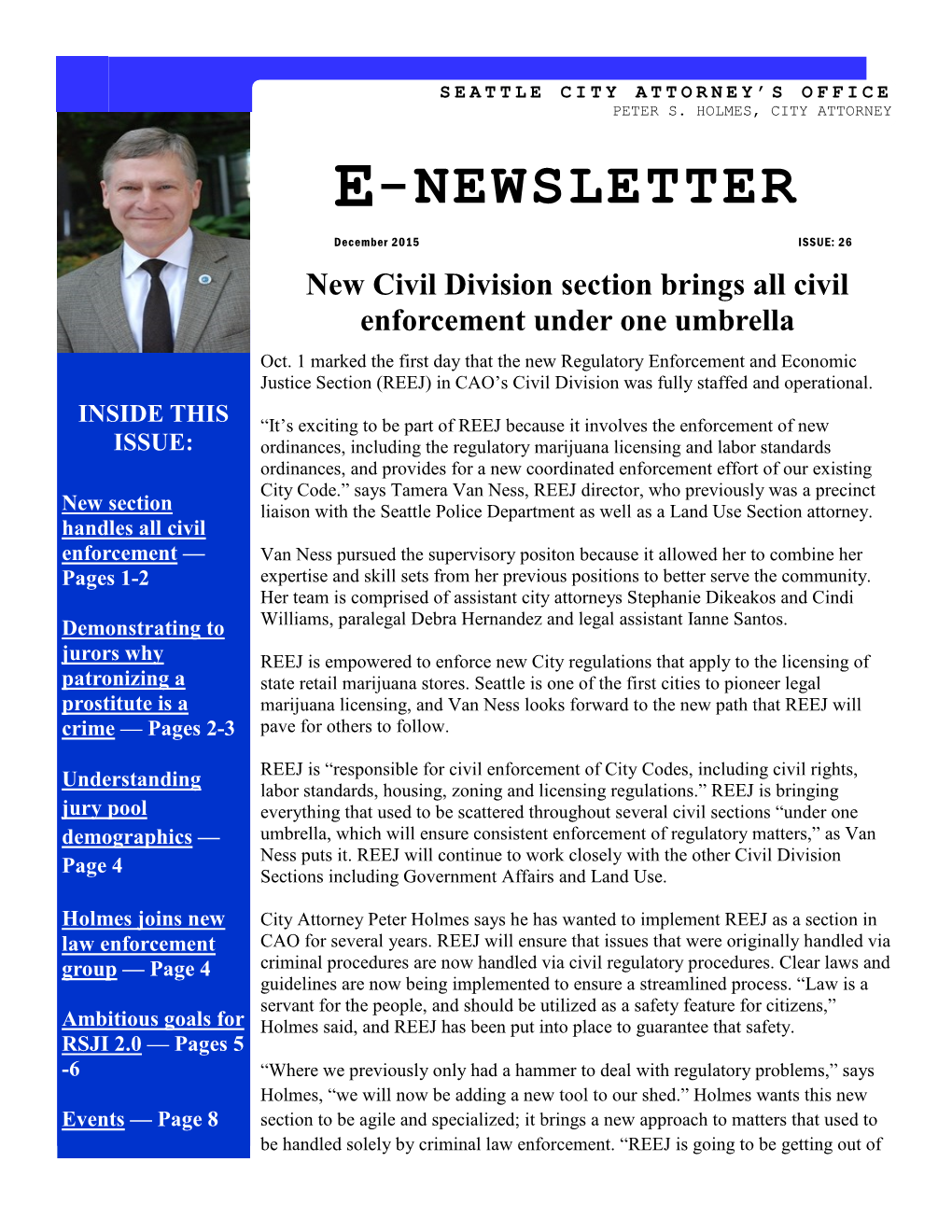 December 2015 Newsletter