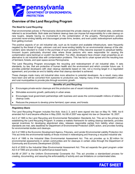 Overview of the Land Recycling Program