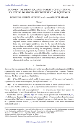 Exponential Mean-Square Stability of Numerical Solutions to Stochastic Differential Equations