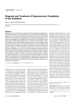Diagnosis and Treatment of Hyponatremia: Compilation of the Guidelines