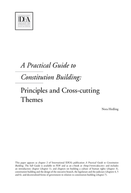 A Practical Guide to Constitution Building: Principles and Cross-Cutting Themes