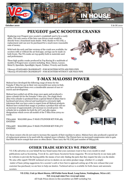 Peugeot 50Cc Scooter Cranks T-Max Malossi Power