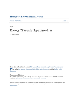 Etiology of Juvenile Hyperthyroidism A