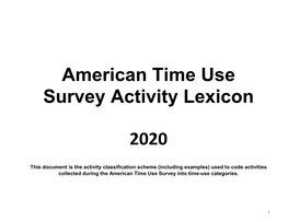 American Time Use Survey Activity Lexicon 2020