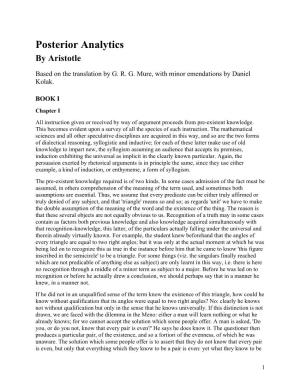 Posterior Analytics by Aristotle