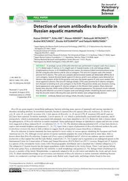 Detection of Serum Antibodies to Brucella in Russian Aquatic Mammals