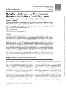 Mating Disruption for Managing Prionus Californicus