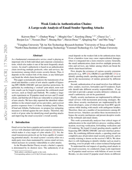 Weak Links in Authentication Chains: a Large-Scale Analysis of Email Sender Spooﬁng Attacks