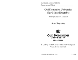 Old Dominion University New Music Ensemble: Autobiography