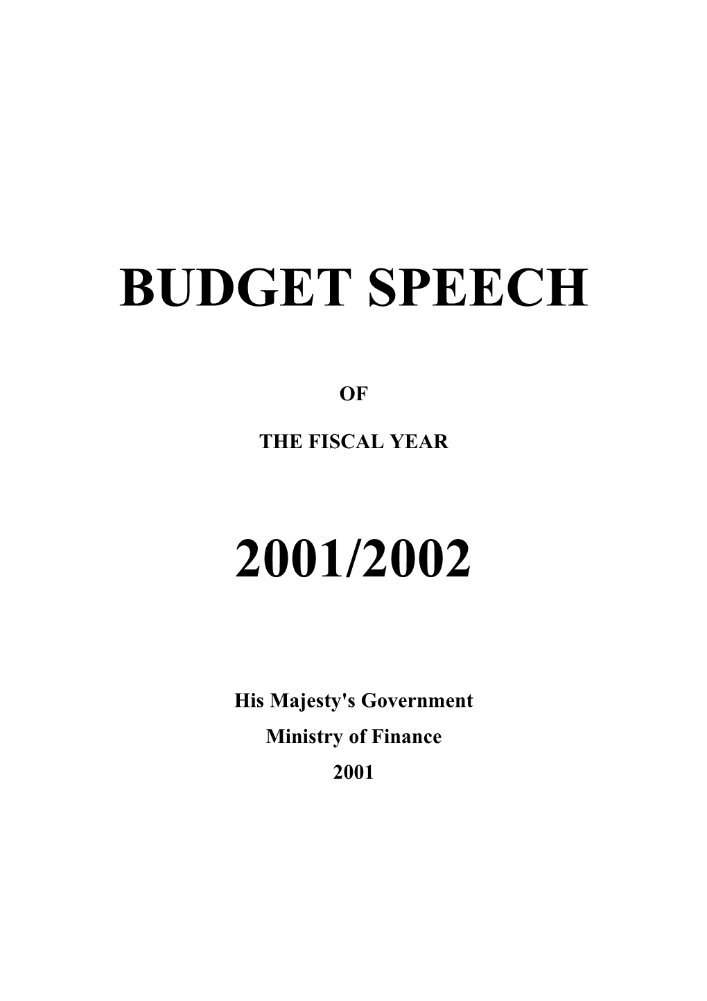 Budget Speech 2001/2002