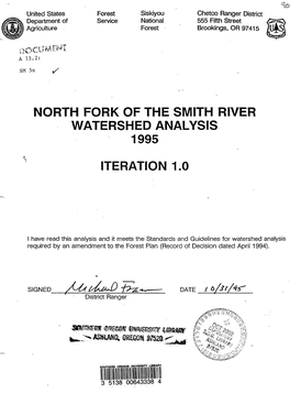 North Fork of the Smith River Watershed Analysis