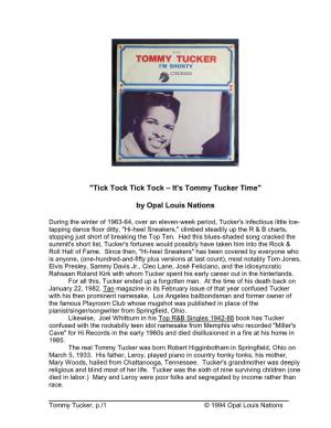 "Tick Tock Tick Tock – It's Tommy Tucker Time" by Opal Louis Nations