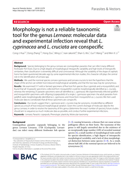 Morphology Is Not a Reliable Taxonomic Tool for the Genus Lernaea: Molecular Data and Experimental Infection Reveal That L
