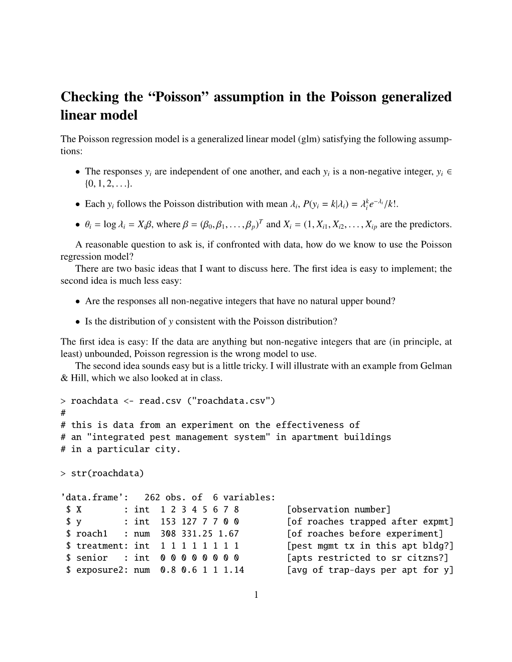 Checking the “Poisson” Assumption in the Poisson Generalized Linear Model