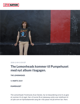 The Lemonheads Kommer Til Pumpehuset Med Nyt Album I Bagagen