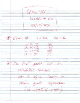 Lecture 22 Notes 140415