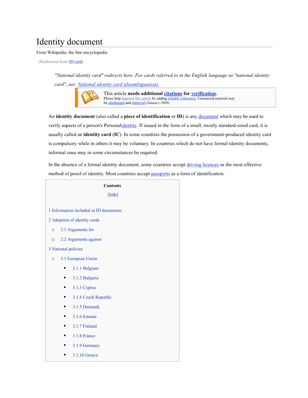 Identity Document from Wikipedia, the Free Encyclopedia