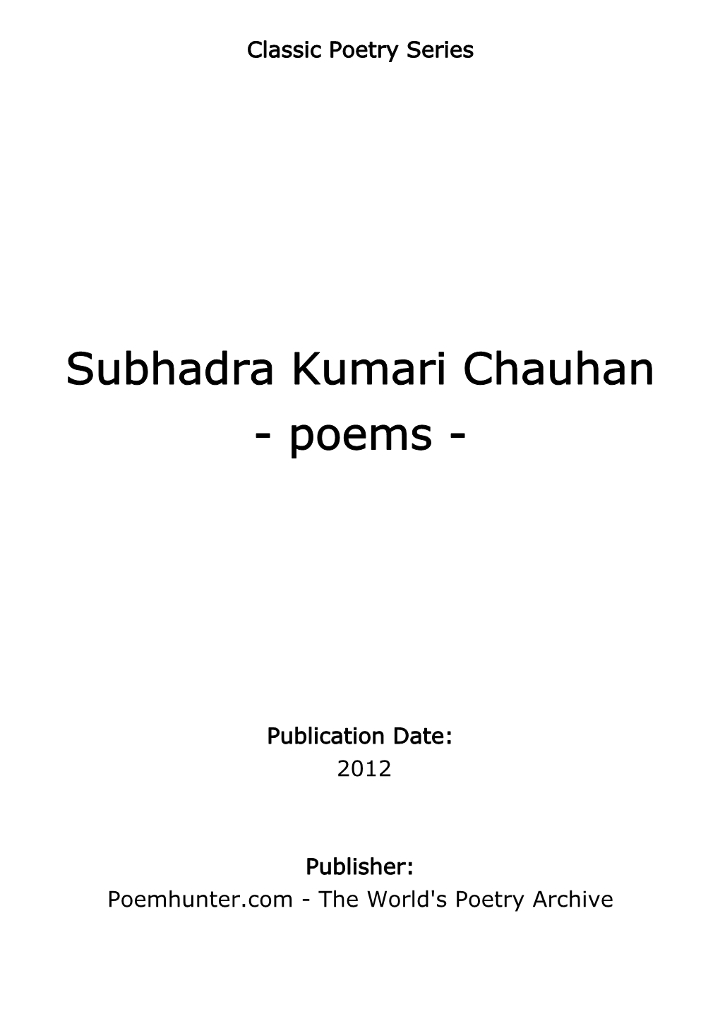 Subhadra Kumari Chauhan - Poems