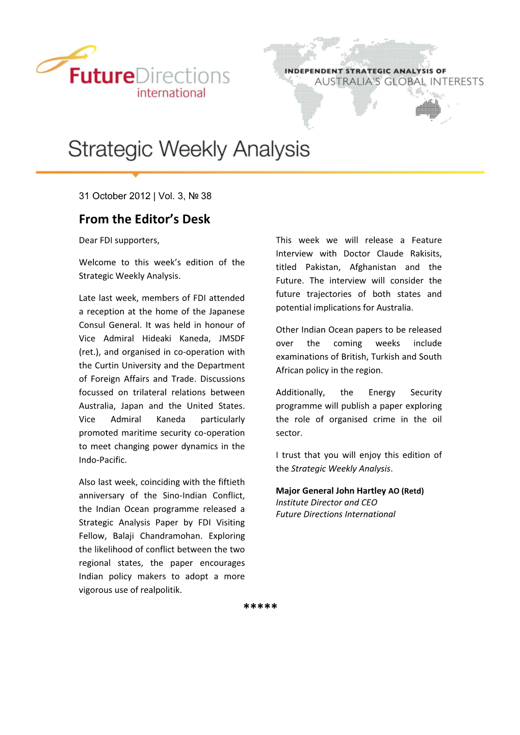 FDI Strategic Weekly Analysis - 31 October 2012