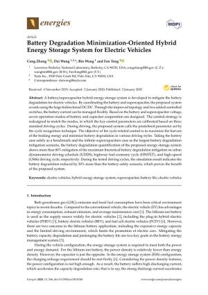 Battery Degradation Minimization-Oriented Hybrid Energy Storage System for Electric Vehicles