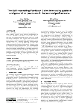 The Self-Resonating Feedback Cello: Interfacing Gestural and Generative Processes in Improvised Performance