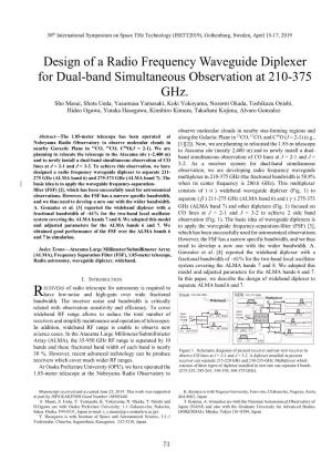 Design of a Radio Frequency Waveguide Diplexer for Dual-Band Simultaneous Observation at 210-375 Ghz
