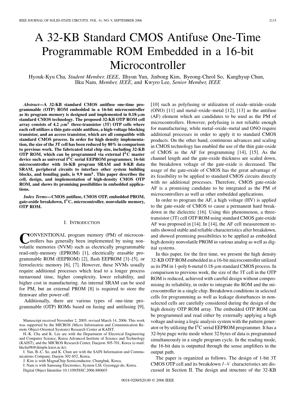 A 32-KB Standard CMOS Antifuse One-Time Programmable ROM