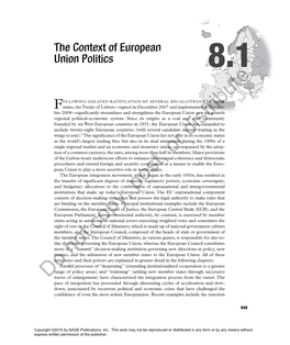 The Context of European Union Politics 8.1