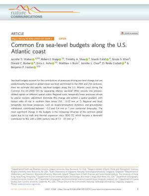 Common Era Sea-Level Budgets Along the U.S. Atlantic Coast ✉ Jennifer S