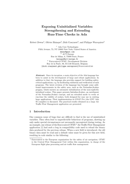 Exposing Uninitialized Variables: Strengthening and Extending Run-Time Checks in Ada