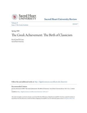 The Greek Achievement: the Birth of Classicism
