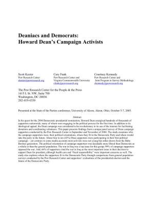 Deaniacs and Democrats: Howard Dean’S Campaign Activists