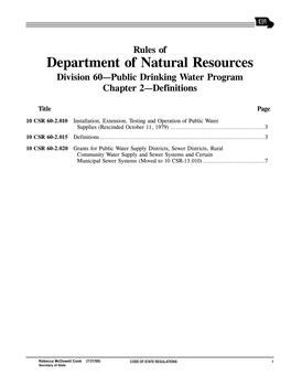Department of Natural Resources Division 60—Public Drinking Water Program Chapter 2—Definitions
