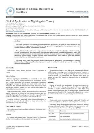 Clinical Application of Nightingale's Theory