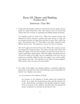 Econ 121 Money and Banking Problem Set 2 Instructor: Chao Wei