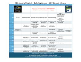 70Th Annual IJA Festival — Cedar Rapids, Iowa — 2017 Schedule Of